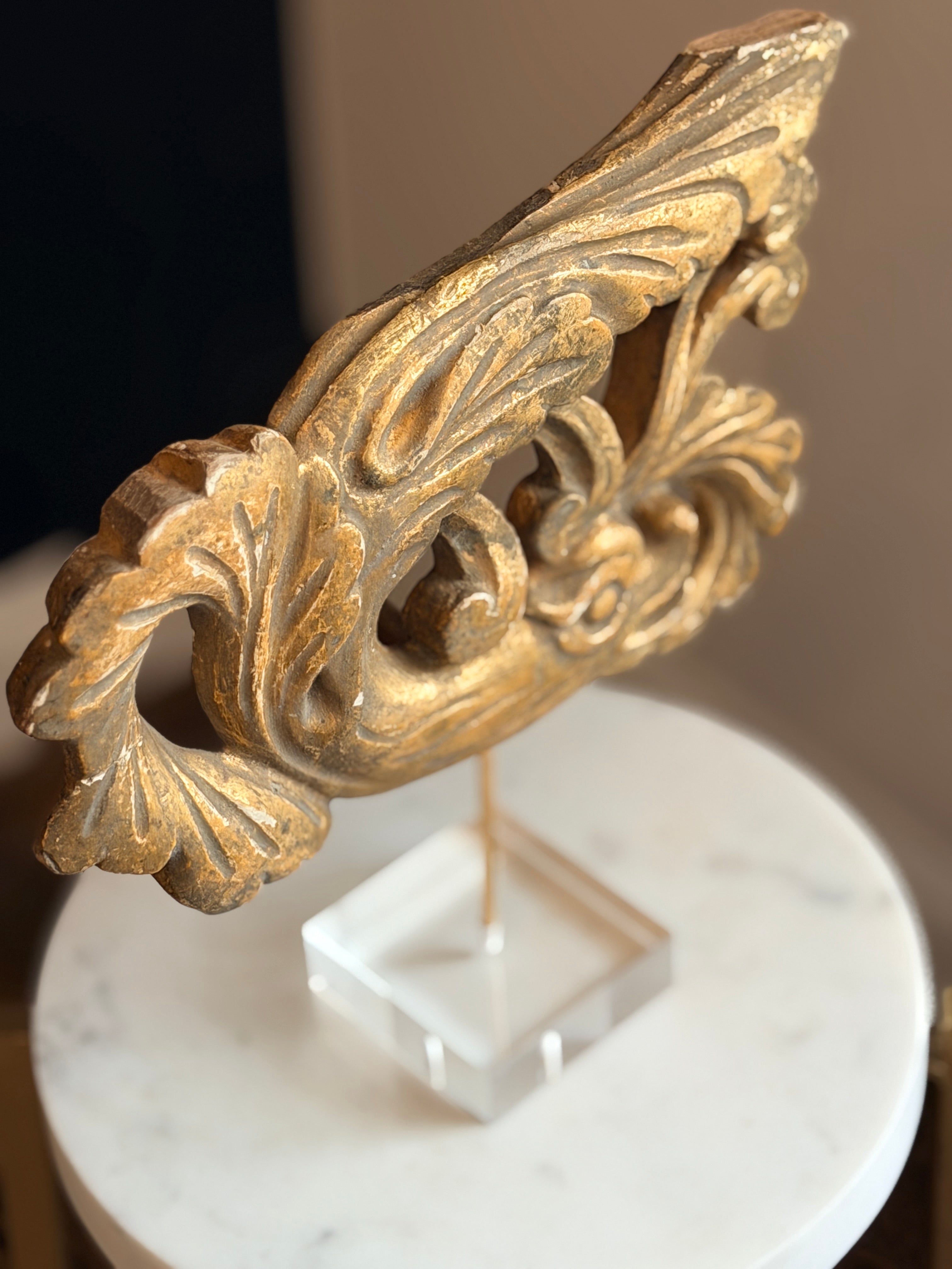 Golden Swan Sculpture with Lucite Stand
