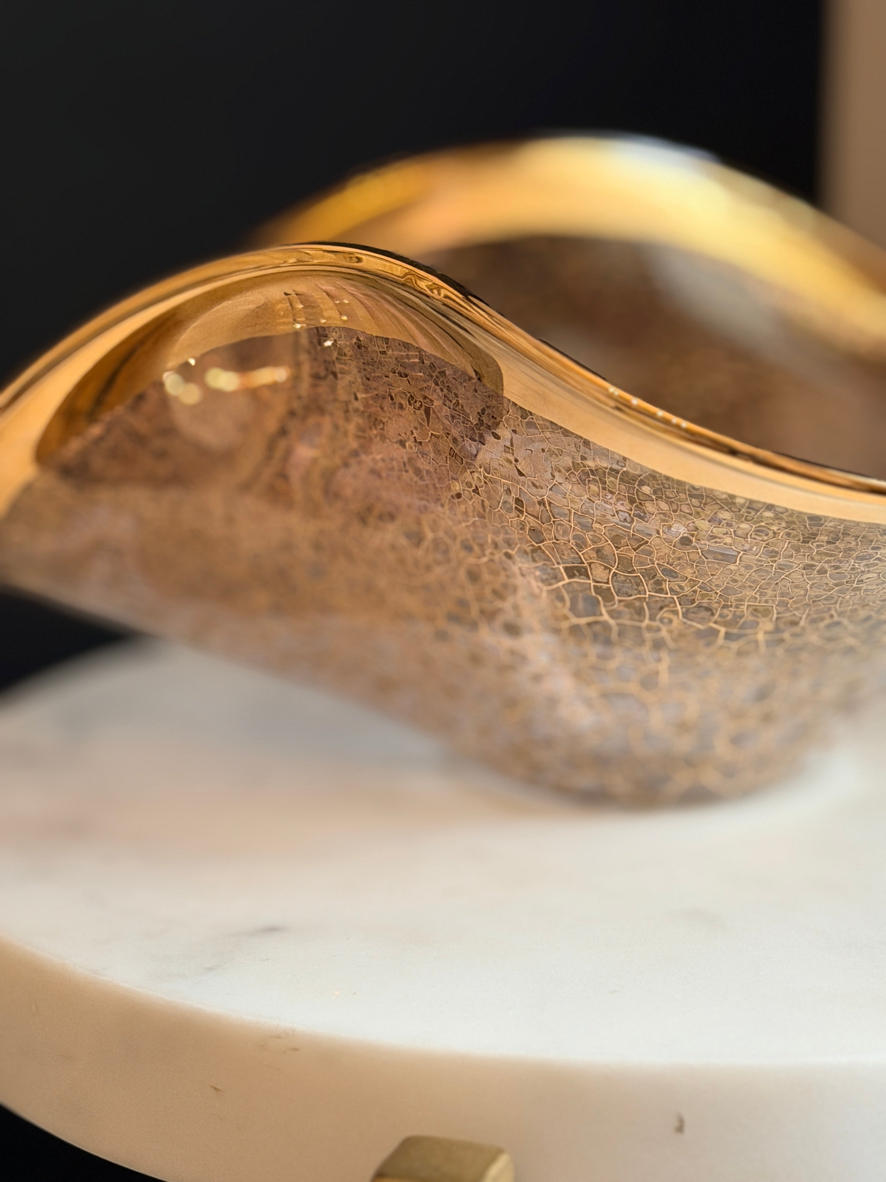 Michael Wainwright Handcrafted Glass Accent Bowl with Gold Trim