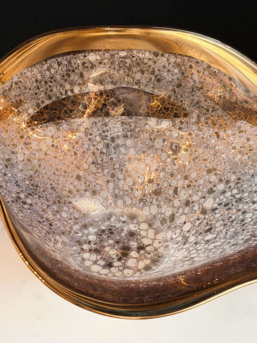 Michael Wainwright Handcrafted Glass Accent Bowl with Gold Trim