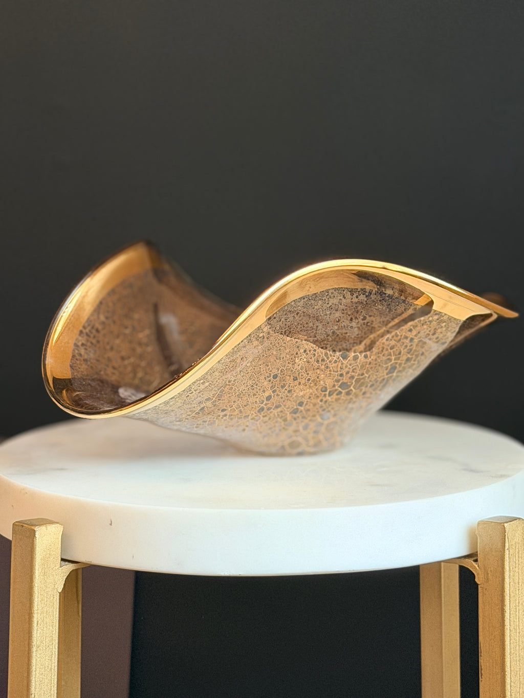 Michael Wainwright Handcrafted Glass Accent Bowl with Gold Trim