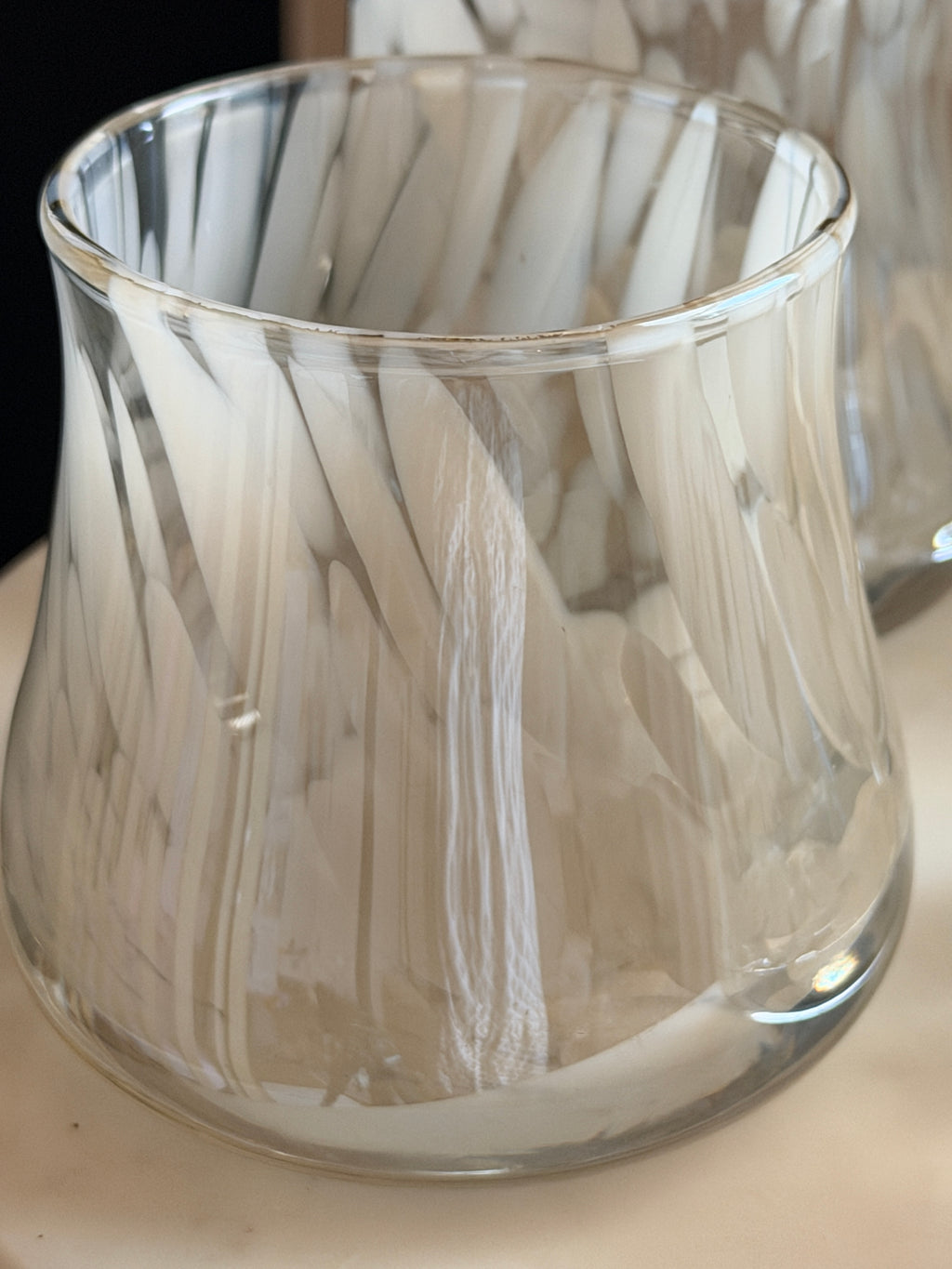 Ashley Childers Hamish Glassware - Set of 4 - Clear Seeded, Opal Dots