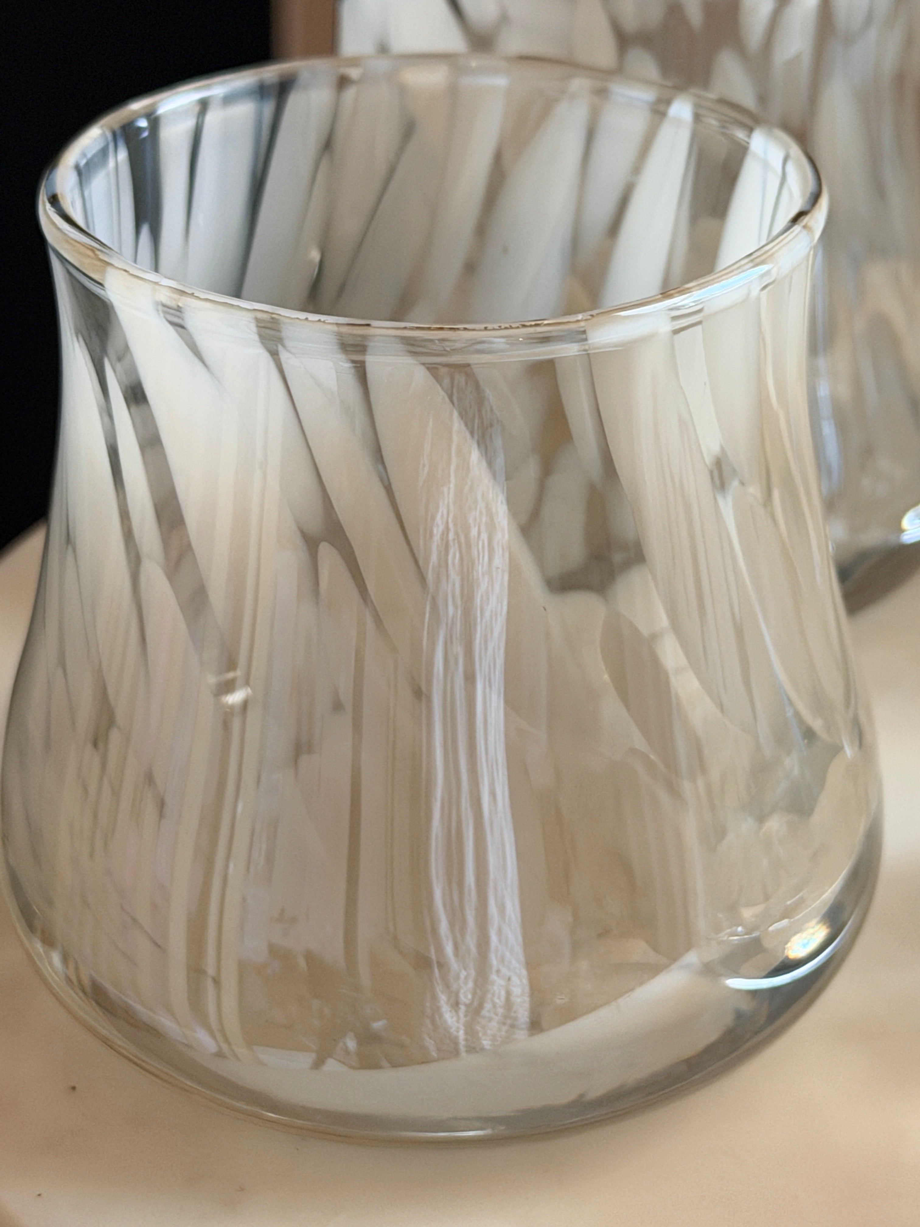 Ashley Childers Hamish Glassware - Set of 4 - Clear Seeded, Opal Dots